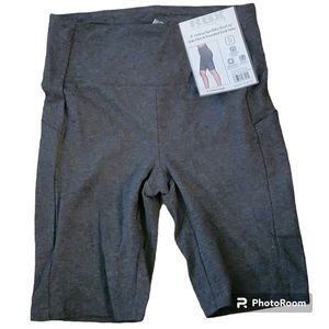 RBX, NWT, Womens 9" Cotton/spx Bike Shorts With Side Pockets, Size S Charcoal‎